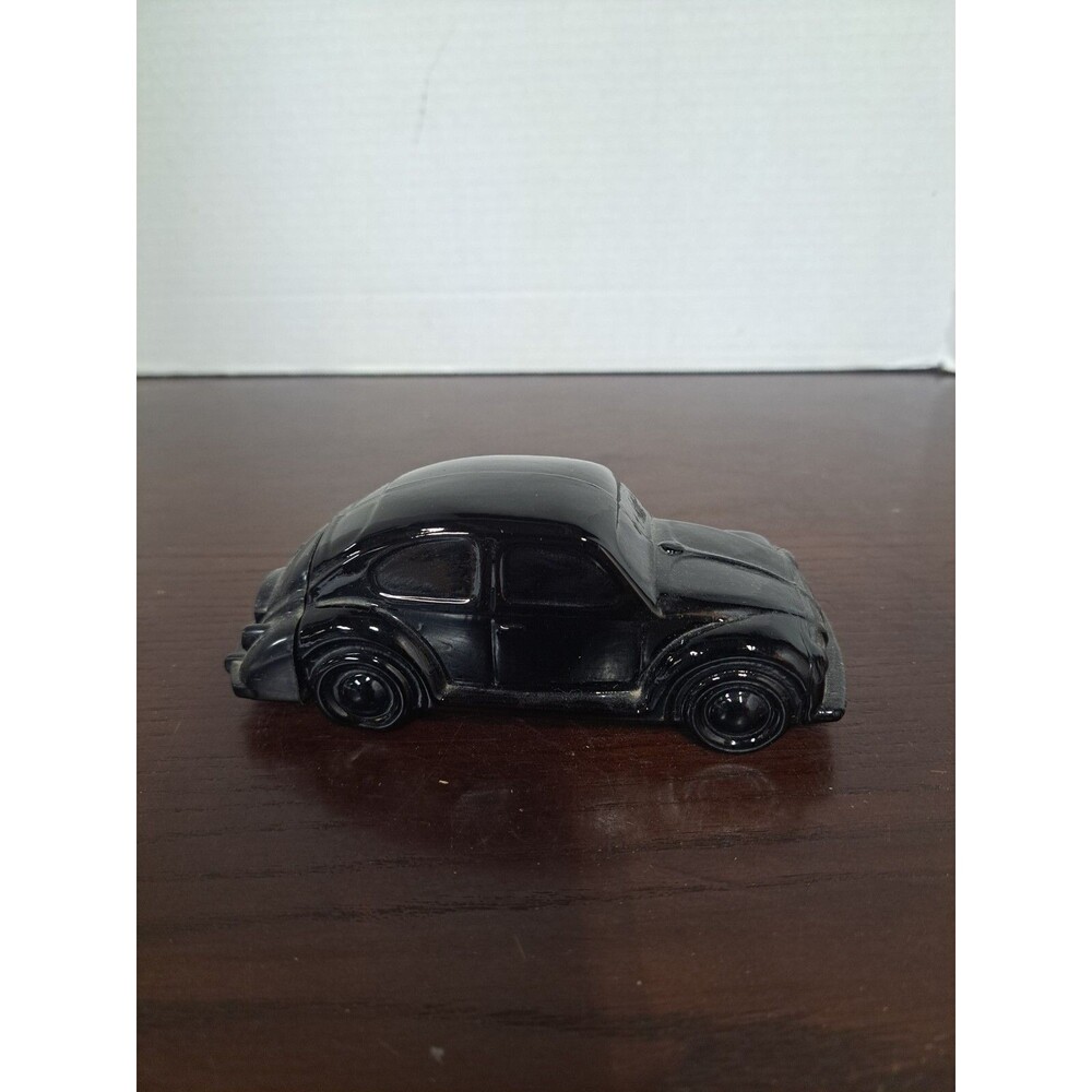 Vintage Black Volkswagen Bug Glass Avon Bottle - Empty